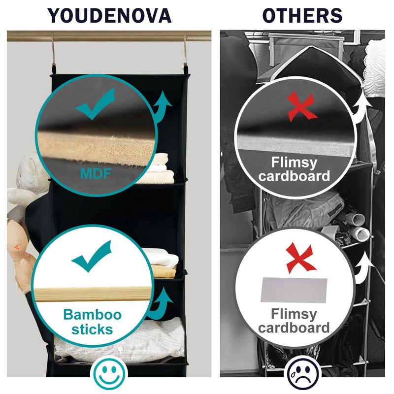 YOUDENOVA Hanging Closet Organizers and Storage, 6-Shelf Hanging Closet Shelves, Black - Image 4